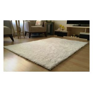 Krémově bílý koberec králičí srst, 100 x 150 cm