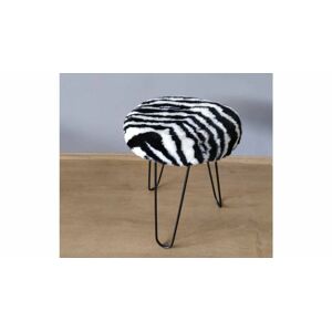 Kulatý plyšový puf se vzorem zebry