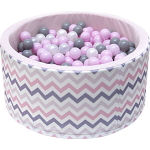 Webex Dětský bazének s míčky - růžový zigzag - 200 ks míčků