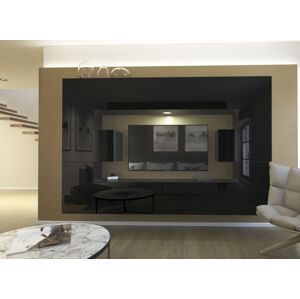 Ral Obývací stěna LUCY 1, 240 cm - Černý lesk