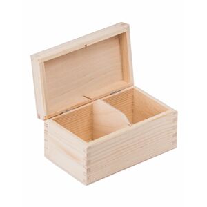 FK Dřevěná krabička na čaj s přihrádkami - 16x10x8 cm, Přírodní