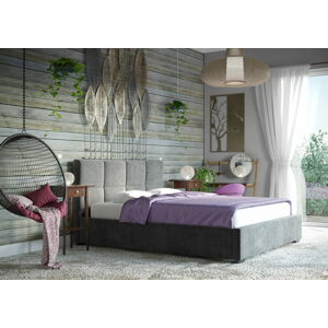 Bigmeble Čalouněná postel SEMÖ - 160x200 cm - Semiš (tmavě šedá)