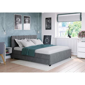 Bigmeble Čalouněná postel Créma - 140x200 cm - Látková (tmavě šedá)