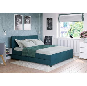 Bigmeble Čalouněná postel Créma - 160x200 cm - Látková (azurová)