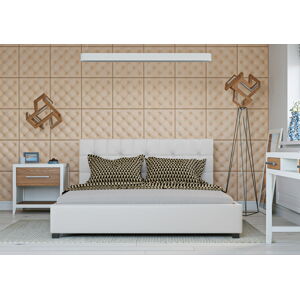 Bigmeble Čalouněná postel Modeno - 140x200 cm - Eko-kůže (Bílá)