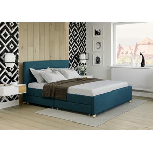 Bigmeble Čalouněná postel Monzo - 140x200 cm - Látková (azurová)