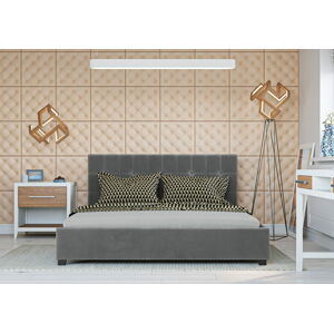 Bigmeble Čalouněná postel Modeno - 140x200 cm - Semiš (Tmavě šedá)