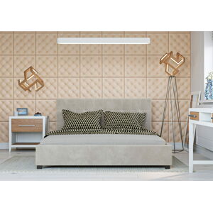 Bigmeble Čalouněná postel Modeno - 140x200 cm - Semiš (Béžová)