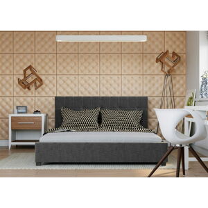 Bigmeble Čalouněná postel Modeno - 160x200 cm - Tkanina (Tmavě šedá)
