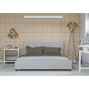 Bigmeble Čalouněná postel Modeno - 160x200 cm - Tkanina (Béžová)
