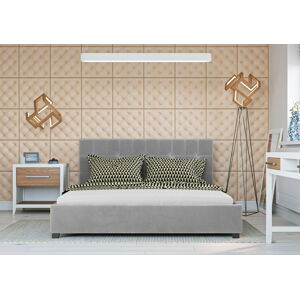 Bigmeble Čalouněná postel Modeno - 160x200 cm - Semiš (šedá)