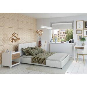 Bigmeble Čalouněná postel Modeno - 160x200 cm - Eko-kůže (Bílá)