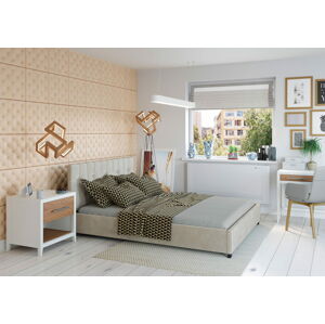 Bigmeble Čalouněná postel Modeno - 180x200 cm - Semiš (Béžová)
