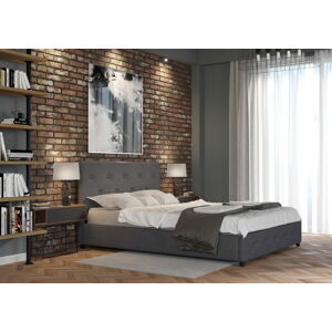 Bigmeble Čalouněná postel Sart - 160x200 cm - Tkanina (Tmavě šedá)