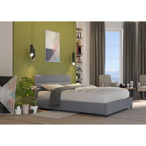 Bigmeble Čalouněná postel Holma - 120x200 cm - Tkanina (Tmavě šedá)