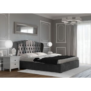 Bigmeble Čalouněná postel Eviso - 140x200 cm - Semiš (Tmavě šedá)