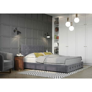 Bigmeble Čalouněná postel Lorde - 180x200 cm - Semiš (Tmavě šedá)