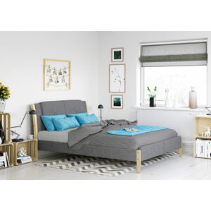 Bigmeble Čalouněná postel Dorm - 140x200 cm - Tkanina (Tmavě šedá)