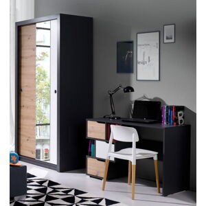 GAB Sestava nábytku - Idea 18 (Černá + Bílá + Řemeslný dub)