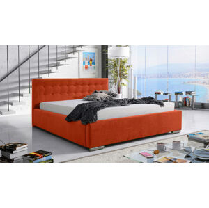 Eka Čalouněná postel Anastasia 90x200 cm Barva látky Trinity: (2317) Oranžová, Úložný prostor: S dřevěným rámem úložného prostoru