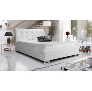 Eka Čalouněná postel Star 120x200 cm Barva látky Eko-kůže: Bílá (17), Úložný prostor: S dřevěným rámem úložného prostoru
