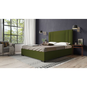 Eka Čalouněná postel Berry 90x200 cm Barva látky Riviera: Olivová (36), Úložný prostor: S dřevěným rámem úložného prostoru