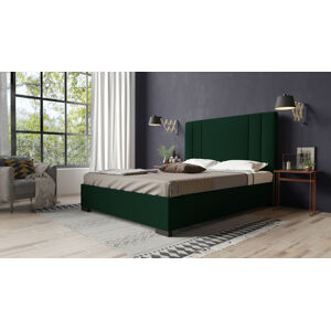 Eka Čalouněná postel Berry 90x200 cm Barva látky Riviera: Zelená (38), Úložný prostor: S kovovým rámem úložného prostoru