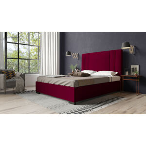 Eka Čalouněná postel Berry 90x200 cm Barva látky Riviera: Bordo červěná (59), Úložný prostor: S kovovým rámem úložného prostoru