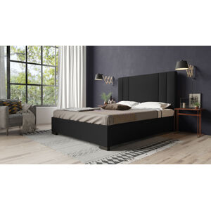Eka Čalouněná postel Berry 90x200 cm Barva látky Riviera: Černá (97), Úložný prostor: S dřevěným rámem úložného prostoru