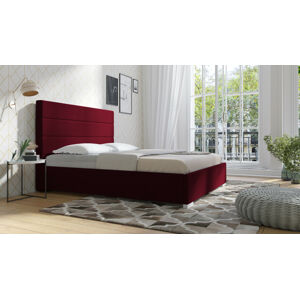 Eka Čalouněná postel Coral 90x200 cm Barva látky: Červená (02), Úložný prostor: S dřevěným rámem úložného prostoru