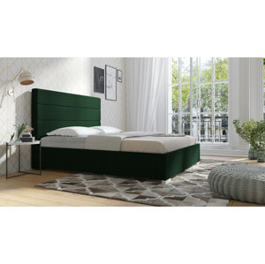 Eka Čalouněná postel Coral 90x200 cm Barva látky: Tmavě zelená (14), Úložný prostor: S kovovým rámem úložného prostoru
