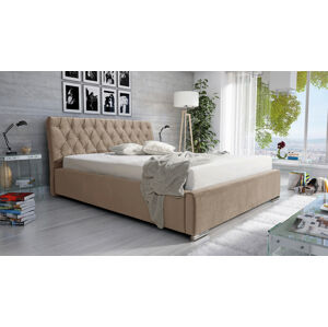 Eka Čalouněná postel Luxurious 90x200 cm Barva látky Trinity: (2304) Béžová, Úložný prostor: S dřevěným rámem úložného prostoru
