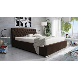 Eka Čalouněná postel Luxurious 90x200 cm Barva látky Trinity: (2308) Tmavá hnědá, Úložný prostor: S dřevěným rámem úložného prostoru