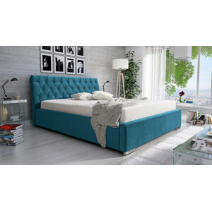 Eka Čalouněná postel Luxurious 90x200 cm Barva látky Trinity: (2313) Modrá, Úložný prostor: S dřevěným rámem úložného prostoru