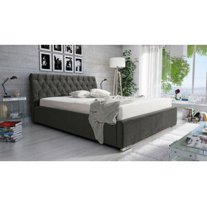 Eka Čalouněná postel Luxurious 90x200 cm Barva látky Trinity: (2315) Tmavá šedá, Úložný prostor: S dřevěným rámem úložného prostoru