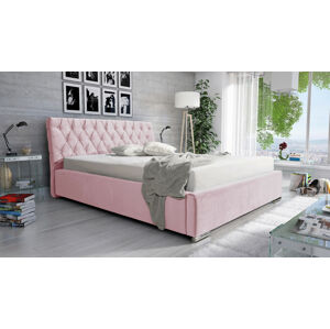 Eka Čalouněná postel Luxurious 90x200 cm Barva látky Trinity: (2319) Světlá růžová, Úložný prostor: S dřevěným rámem úložného prostoru