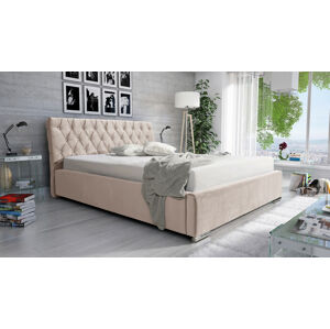 Eka Čalouněná postel Luxurious 90x200 cm Barva látky Trinity: (2305) Tmavá béžová, Úložný prostor: S dřevěným rámem úložného prostoru