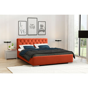 Eka Čalouněná postel Elegant 140x200 cm Barva látky Trinity: (2317) Oranžová, Úložný prostor: Bez úložného prostoru