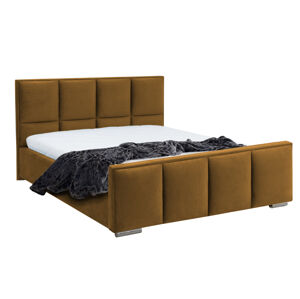 Eka Čalouněná postel Passion - Fresh 120x200 cm Barva látky - Fresh: Hořčicová (37), Úložný prostor: S kovovým rámem úložného prostoru