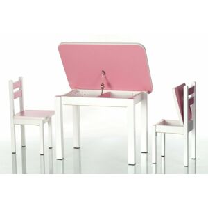 Stůl a dvě židličky ST1 růžovo-bílá
