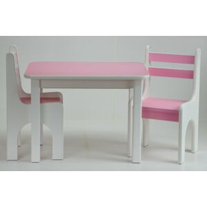 KD Stůl a dvě židličky K1 růžová