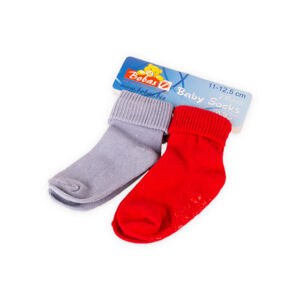 Bobas Kojenecké froté ponožky 11-12,5 cm (2 páry) – Šedé a červené
