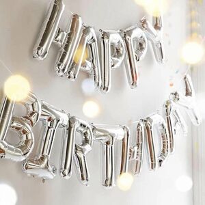 4L Narozeninové balónky Happy Birthday - Stříbrné 35 - 40 cm