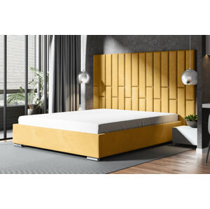Eka Čalouněná postel Lana 140 x 200 cm Barva látky Trinity: (2318) Žlutá, Úložný prostor: S kovovým rámem úložného prostoru