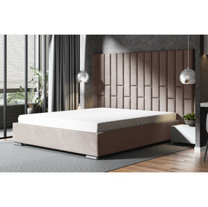 Eka Čalouněná postel Lana 160 x 200 cm Barva látky Trinity: (2305) Tmavá béžová, Úložný prostor: S dřevěným rámem úložného prostoru