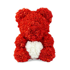 Červený Medvídek z růží – 40 cm