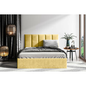 Eka Čalouněná postel Lucy 1 - 140x200 cm Barva látky Trinity: (2318) Žlutá, Úložný prostor: Bez úložného prostoru