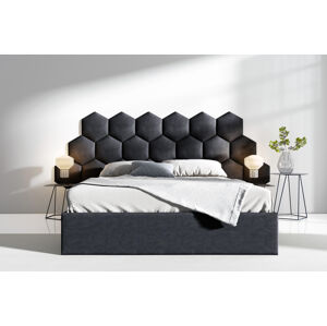 Čalouněná postel Lucy 3 - 140x200 cm Barva látky Casablanca: Černá (16)