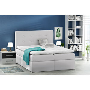 Kontinentální čalouněná postel Nora - Eko-kůže s dekorací (90x200 cm) Barva látky Eko-kůže: Bílá (17)