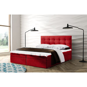 Eka Kontinentální čalouněná postel Oslo - Lux (200x200 cm) Barva látky Lux: 14 Červená